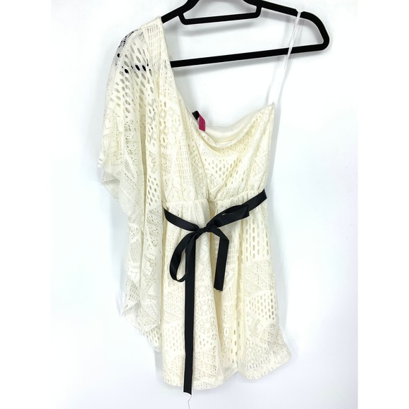 Lovely Rachel Dress Women's Size S One Shoulder Crochet Mini Cream - Picture 1 of 3